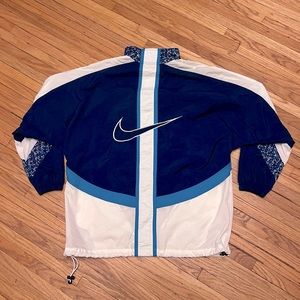 Vintage 90’s Nike Full Zip Windbreaker Blue White Swoosh WOMANS Dunk Jordan Med